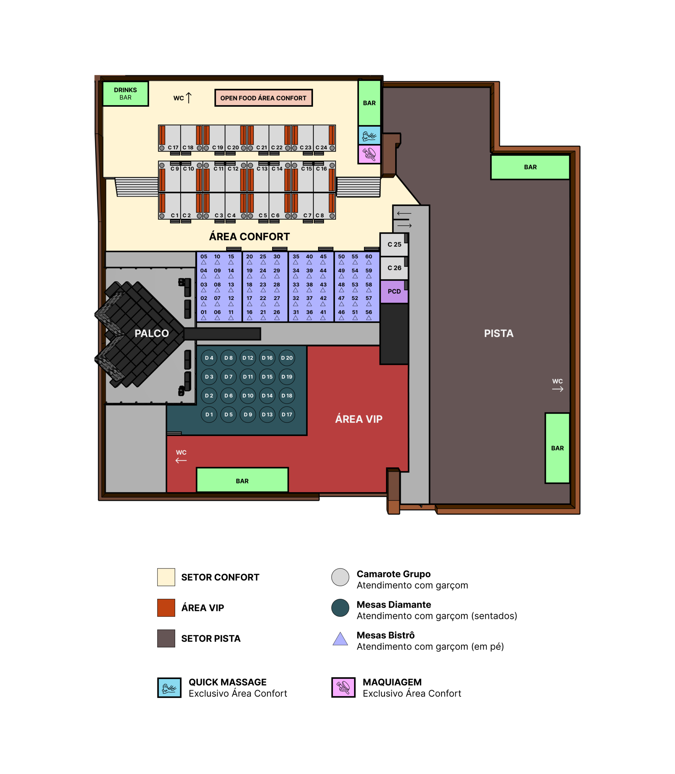 Mapa de setores do evento Bruno & Marrone no The Forest