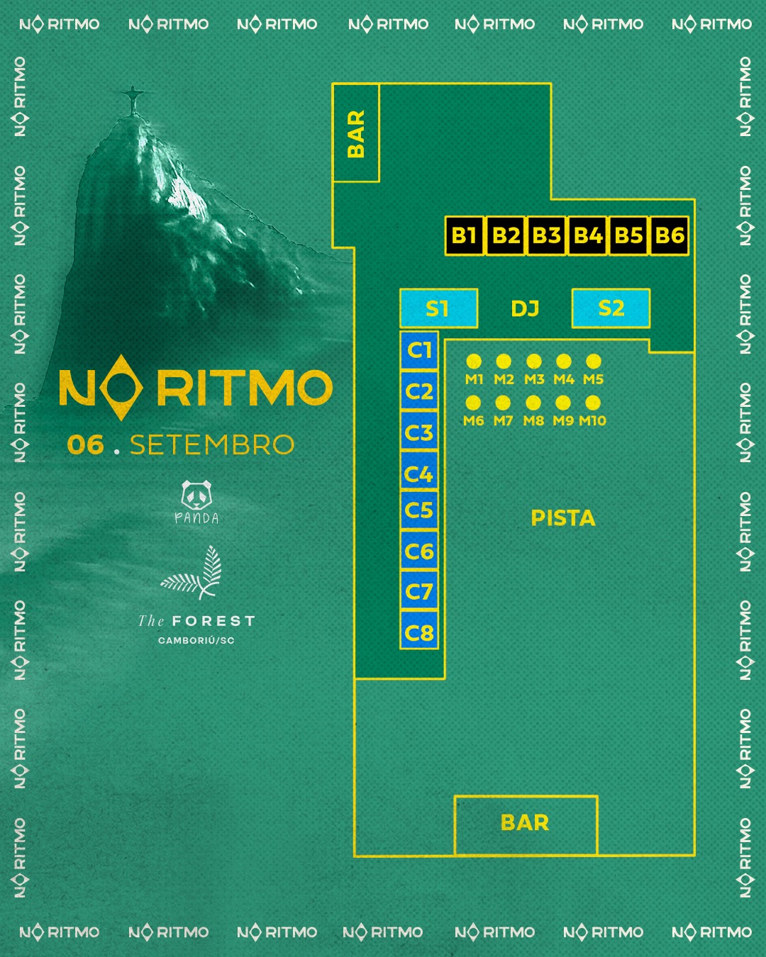 Mapa de setores do evento No Ritmo – Kevin O Chris & Petroski