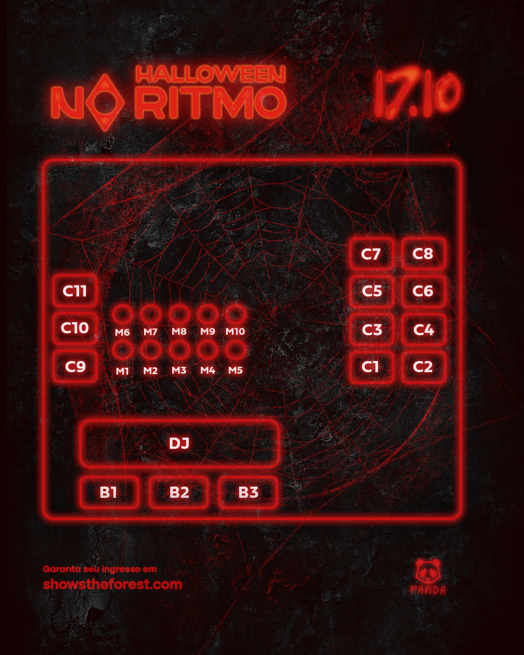 Mapa de setores do evento No Ritmo – Halloween