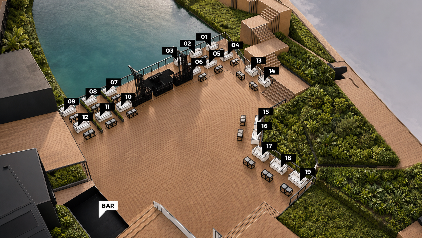 Mapa de setores do evento SOMA com ADANA TWINS no Deck The Forest